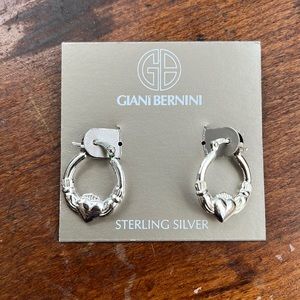 Gia I Bernini Claddagh Hoop Earrings Sterling Silver - NWT